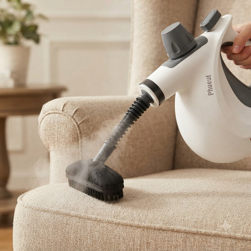 Steam cleaner used on fabric upholstery