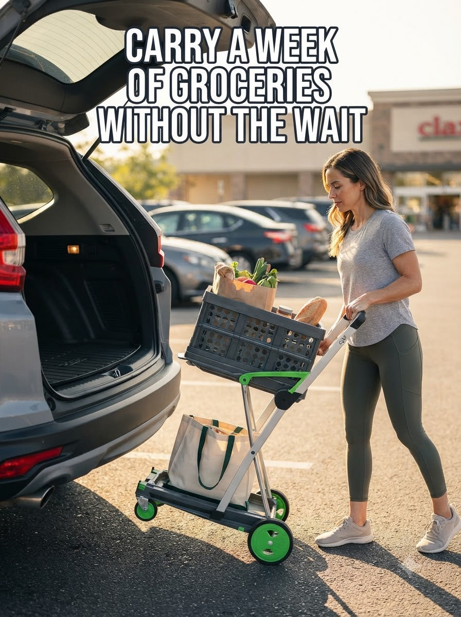 EasyRoll Folding Shopping Trolley - unloading groceries from car