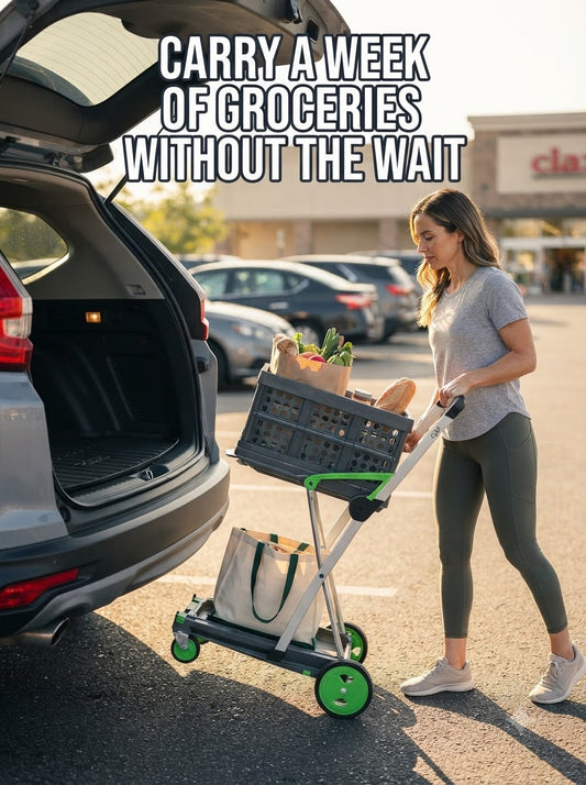 EasyRoll Folding Shopping Trolley - unloading groceries from car