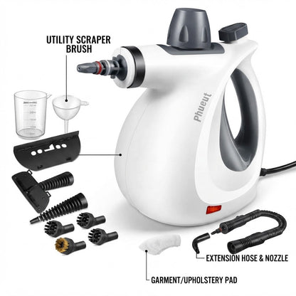 Steam cleaner with 12 included accessories