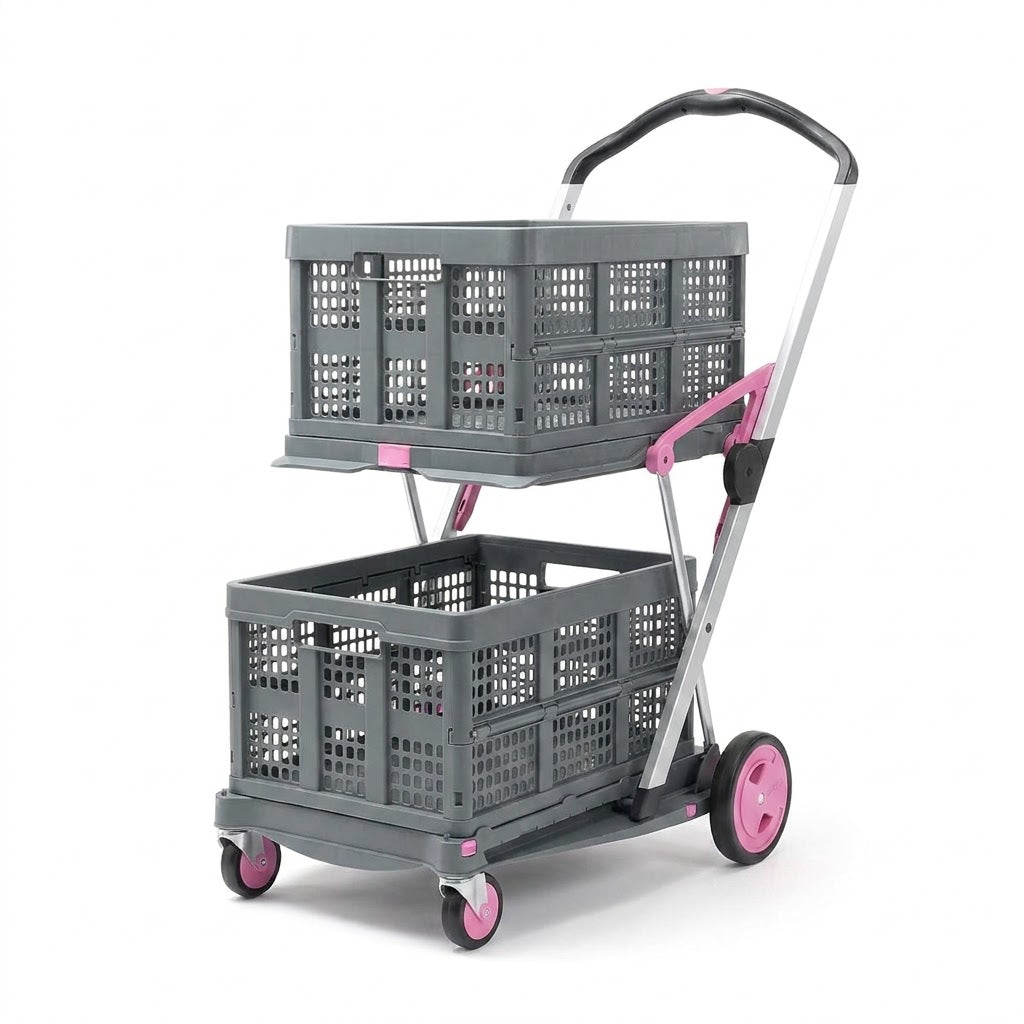 EasyRoll Folding Shopping Trolley - Pink