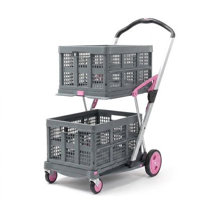 EasyRoll Folding Shopping Trolley - Pink