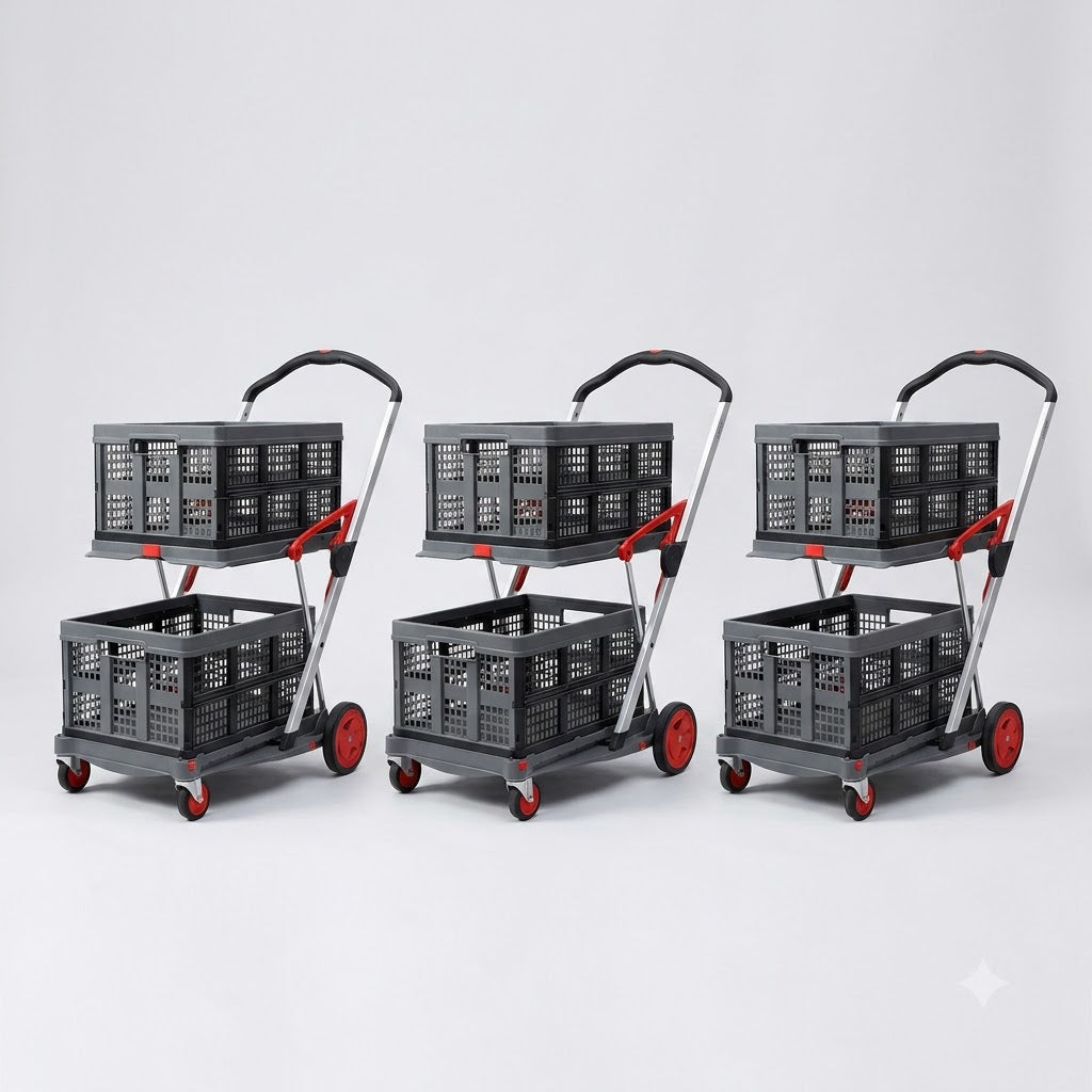 Three EasyRoll folding trolleys - bundle of 3